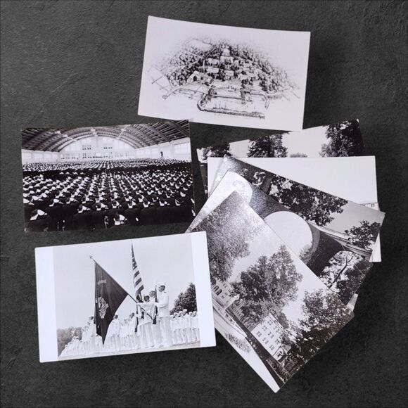Set Of 9 Vintage Unused Postcards Black And White US Merchant Marine Academy NY - Picture 1 of 8